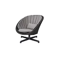 Comfortable Gray Wicker Leisure Chair With Soft Cushion And Metal Cross Base