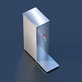 Silver Metal Box Shaped Household Item With Red Button And Bottom Tray 3d model