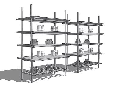 Metal Shelving Unit with Multiple Layers for Organizing Dishes and Containers in Storage Space 3d model