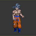 Anime Character With Blue Hair Muscular Build Orange Pants Blue Belt And Blue Shoes
