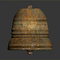 Traditional Decorative Household Item With Rustic Orange Patina And Carved Patterns