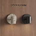 POLIFORM Modern Wall Sconces with Patterned and Black Circular Designs on Wooden Background 3d model