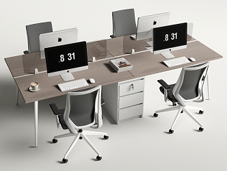 Modern Office Desk and Chair Staff Office Desk and Chair Multi-person Desk Staff Card Computer 3d model