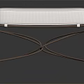 Modern Ottoman With White Upholstered Cushion And Metal Crossed Legs Design