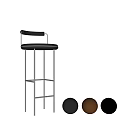 Modern Bar Stools With Metal Frame And Upholstered Seats In Black And Beige