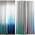 Modern Sheer Gradient Blue Green Curtains Filtering Soft Bright Window Light 3d model