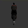 Ornate Black Horse With Decorative Saddle Red And Gold Fringes And Emblems