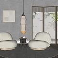 Modern Casual Sofa Combination Single Casual Sofa Side Screen Chandelier Combination 3d model
