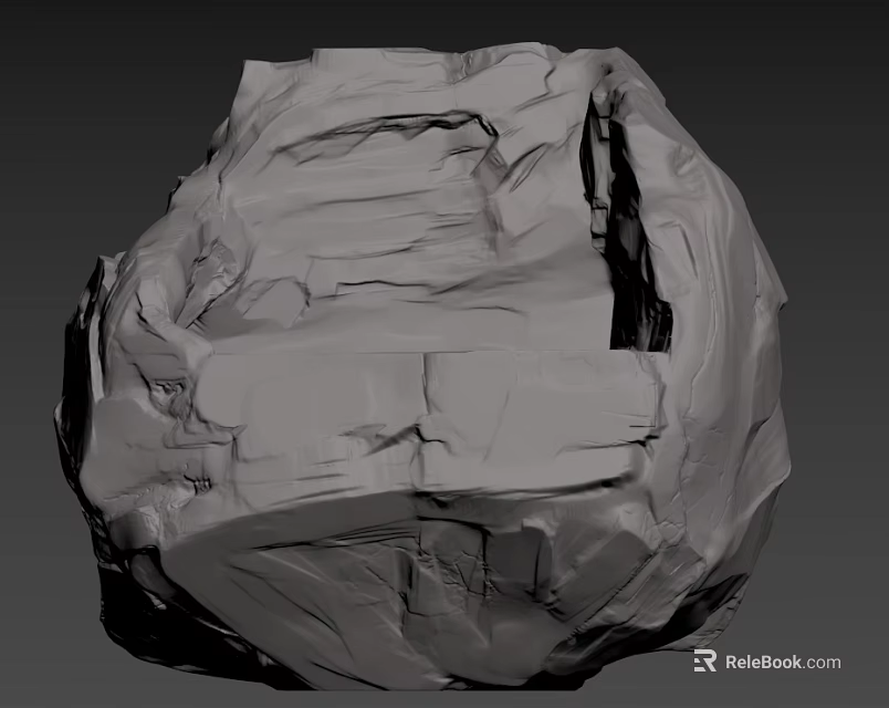 Abstract Rock Sculpture Carving With Textured Surface And Irregular Folded Form 3d model