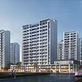 Modern High Rise Residential Buildings With Ground Floor Shops And Urban Surroundings