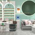 Modern Beauty Hair Salon Interior With Green Walls White Workstations And Product Displays