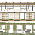 Modern Pergola Design with Wooden Structure Climbing Plants and Seating Areas