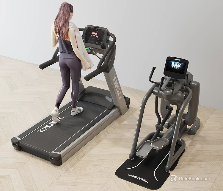 Home Gym Sports Equipment Treadmill And Elliptical Trainer For Indoor Workouts 3d model 