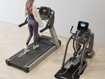 Home Gym Sports Equipment Treadmill And Elliptical Trainer For Indoor Workouts 3d model