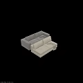 Contemporary Gray and Beige Two Seater Sofas with Soft Throw Blanket Design 3d model
