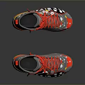 Gray High Top Sneakers With Red Laces And Colorful Cartoon Graffiti Designs