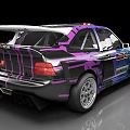 Rally Car With Camouflage Blue Black White Design Rear Spoiler Alloy Wheels And Racing Decals