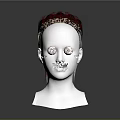 Game and Movie Character 3D Head Model with Red and Black Stylish Hairstyle