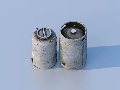 Vintage Metal Storage Cans With Lids Rustic Design Household Organizers 3d model