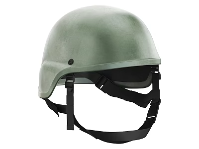 Green Protective Helmet With Black Straps And Smooth Matte Surface Design 3d model