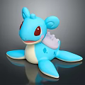 Blue Cute Cartoon Stuffed Toy with Big Red Eyes Pink Back and Flipper Limbs