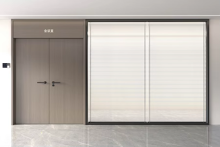 Office Glass Partition Office Partition Glass Partition Door Partition Meeting Room Double Door Venetian Blinds 3d model