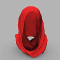 Vibrant Red Headscarf 3D Model With Detailed Silk Drapery And Gray Backdrop