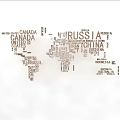 Creative World Map Design Composed of Country Names Typography Art 3d model