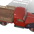 Vintage Red Classic Truck With Wooden Flatbed And Retro Design