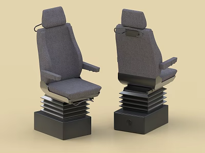 Industrial Gray Seats with Armrests and Black Bases for Office Use 3d model