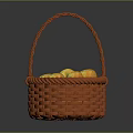 Fresh yellow apples in an orange woven basket filled with ripe fruits