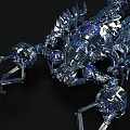 Mechanical Scorpion 3D Model With Metallic Structure Blue Lights Sharp Claws And Red Tail Stinger 3d model