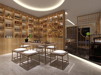 New Chinese Teahouse Tea Room 3d model