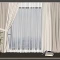 Beige And White Double Layer Curtains With Thick And Sheer Panels For Modern Indoor Window