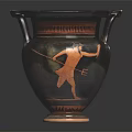 Ancient Greek Black Vase With Two Handles And Red Figure Decoration