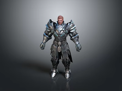 Man In Intricate Full Body Metal Armor Standing With Neutral Posture 3d model