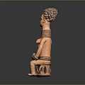 Traditional Terracotta Sculpture Seated Female Figure With Intricate Hairstyle And Beaded Necklaces