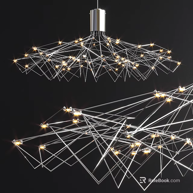Modern Artistic Geometric Metal Frame Chandelier With LED Lights For Interior Decor 3d model 