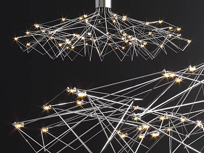 Modern Artistic Geometric Metal Frame Chandelier With LED Lights For Interior Decor 3d model