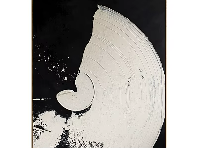 Abstract Painting with Black and White Spiral Shape and Textured Brushstrokes 3d model