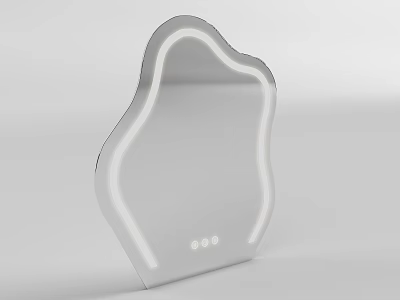 Modern Irregular Shaped Mirror With LED Light Strip And Control Buttons 3d model