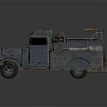 Vintage Blue Tanker Truck With Rusty Metallic Texture And Retro Design