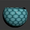 Turquoise Glossy Bowl With Hexagonal Scaled Pattern On Dark Background