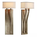Elegant Modern Wall Lamps With Curved Metal Bodies And Square White Fabric Shades