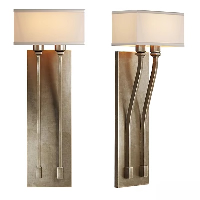 Elegant Modern Wall Lamps With Curved Metal Bodies And Square White Fabric Shades 3d model