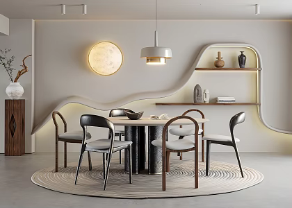 Modern Dining Table and Chair Combination 3d model