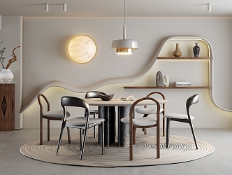 Modern Dining Table and Chair Combination 3d model