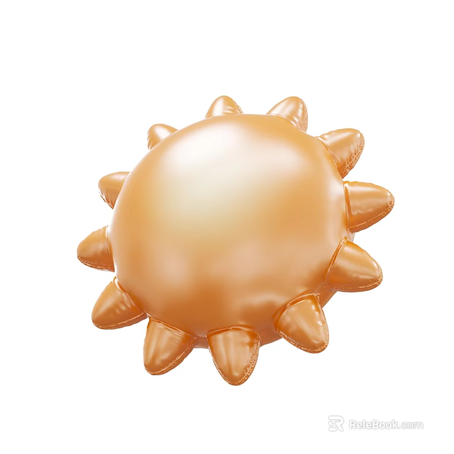 Decorative Orange Spherical Ornament Set With Spiked Surface For Home Interior Decor 3d model