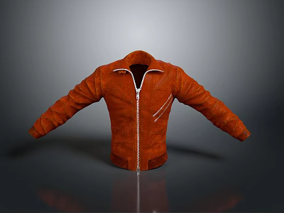 Stylish Modern Orange Jacket With Zipper Closure And Side Pockets Design 3d model