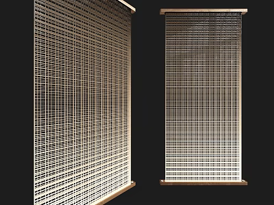 Modern Minimalist Partition With Light Colored Grid Design And Wooden Frame 3d model